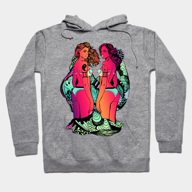 Blue Red Blend Gemini Beauty Hoodie by kenallouis